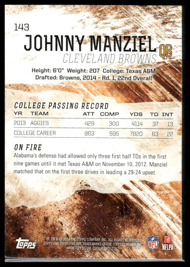2014 Topps Fire #143 Johnny Manziel