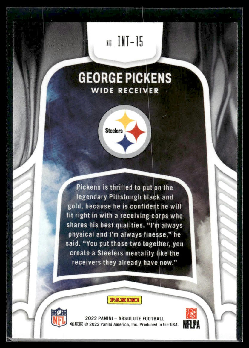 2022 Panini Absolute #INT-15 George Pickens Introductions