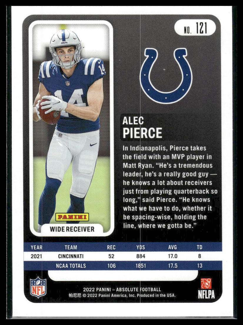2022 Panini Absolute #121 Alec Pierce Retail