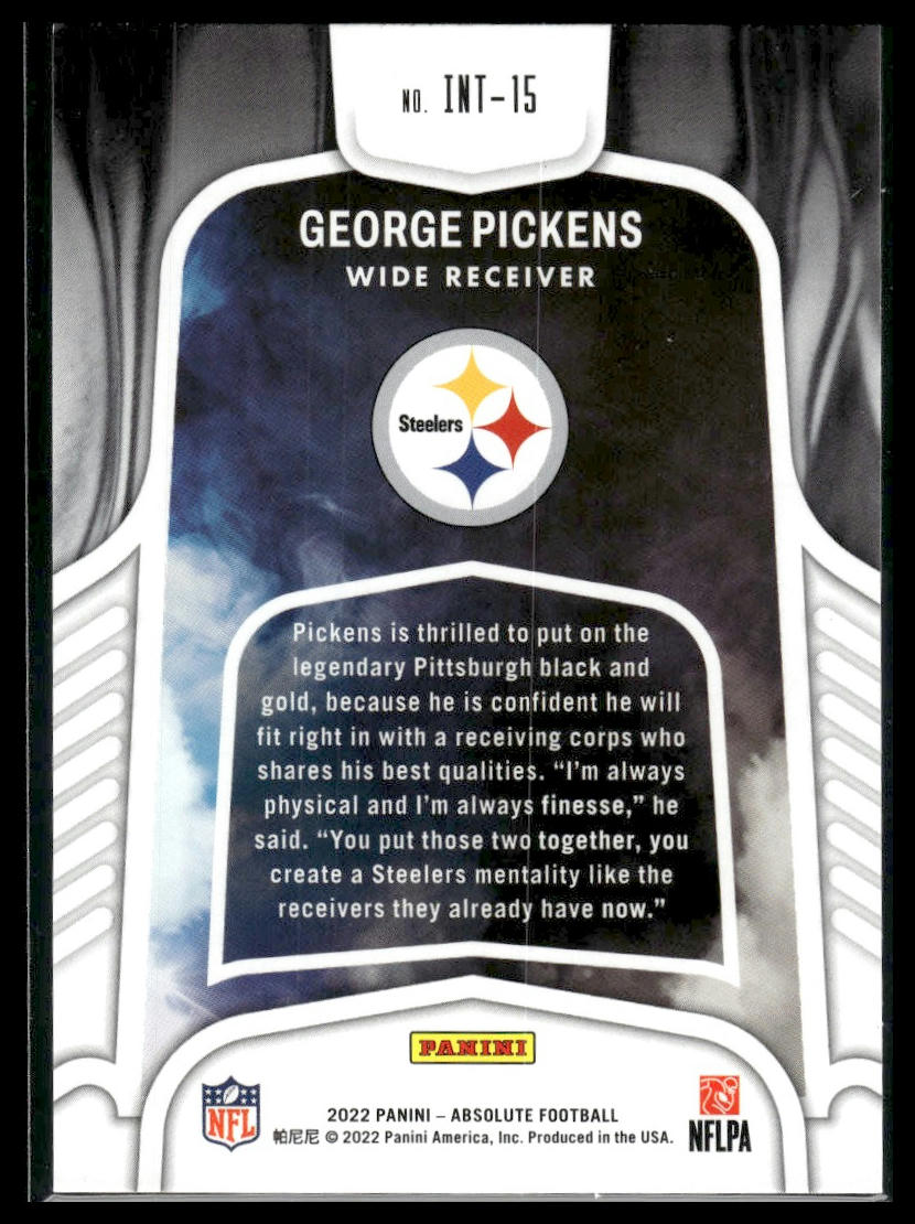2022 Panini Absolute #INT-15 George Pickens Introductions