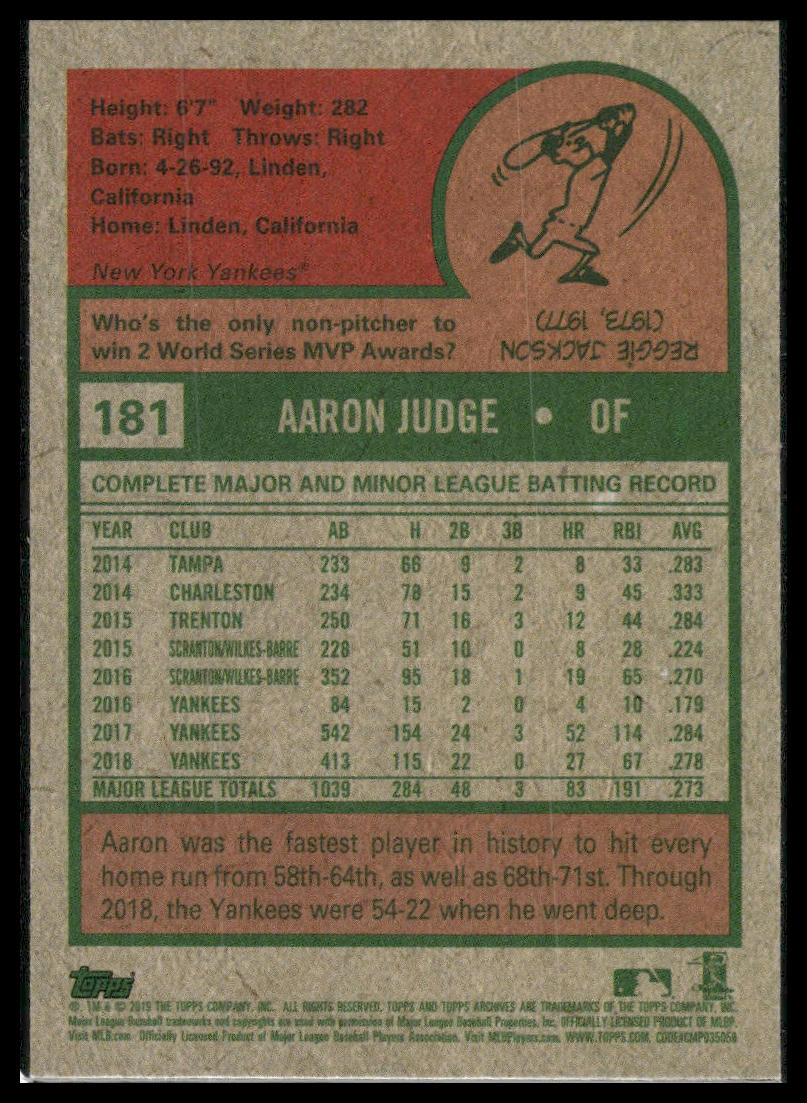2019 Topps Archives #181 Aaron Judge