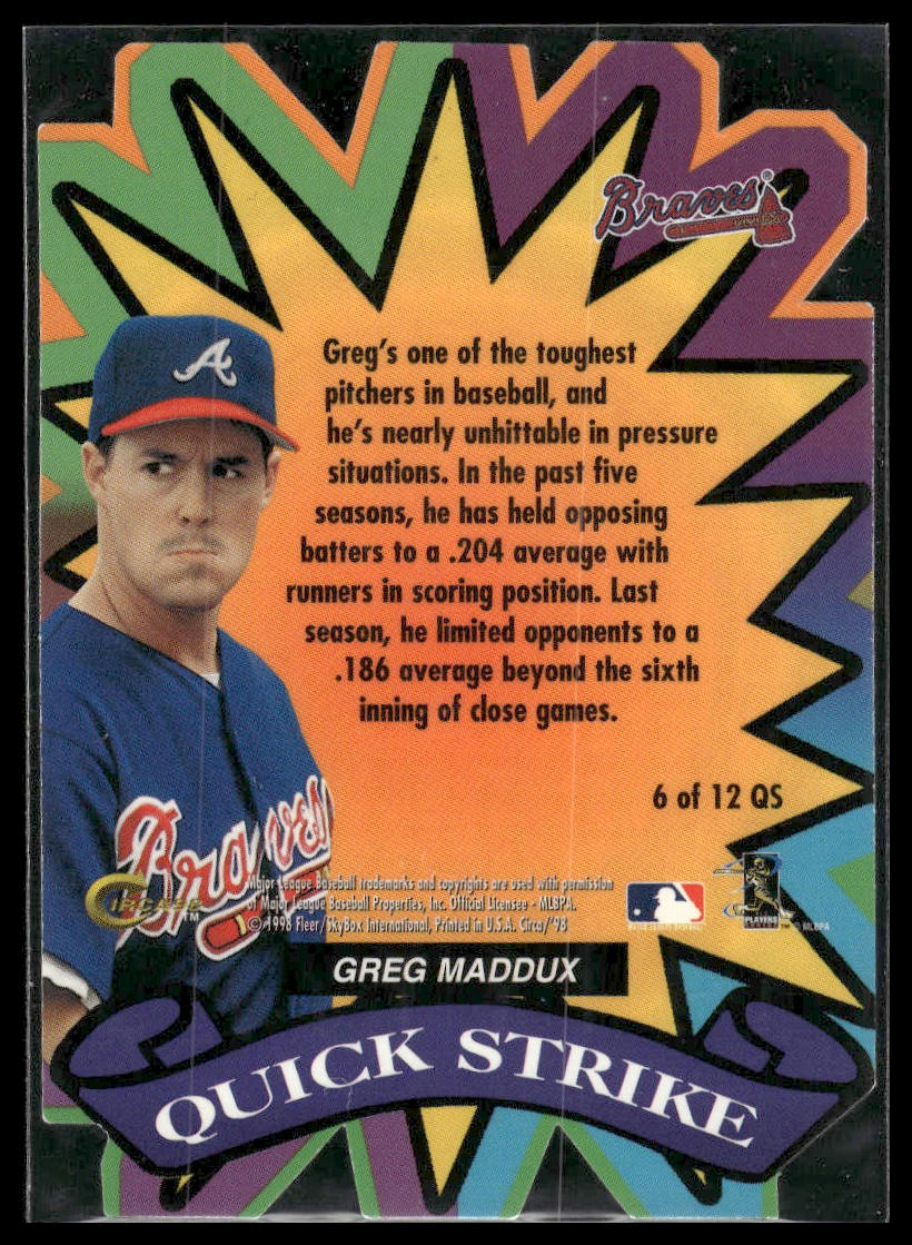 1998 Circa Thunder #6 QS Greg Maddux Quick Strike