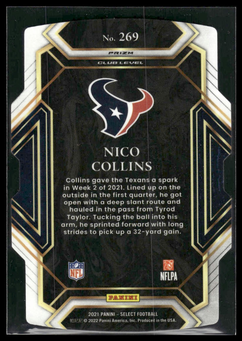 2021 Panini Select #269 Nico Collins Silver Prizm Die Cut