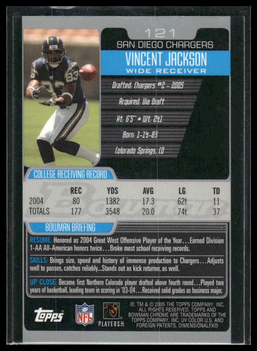 2005 Bowman Chrome #121 Vincent Jackson