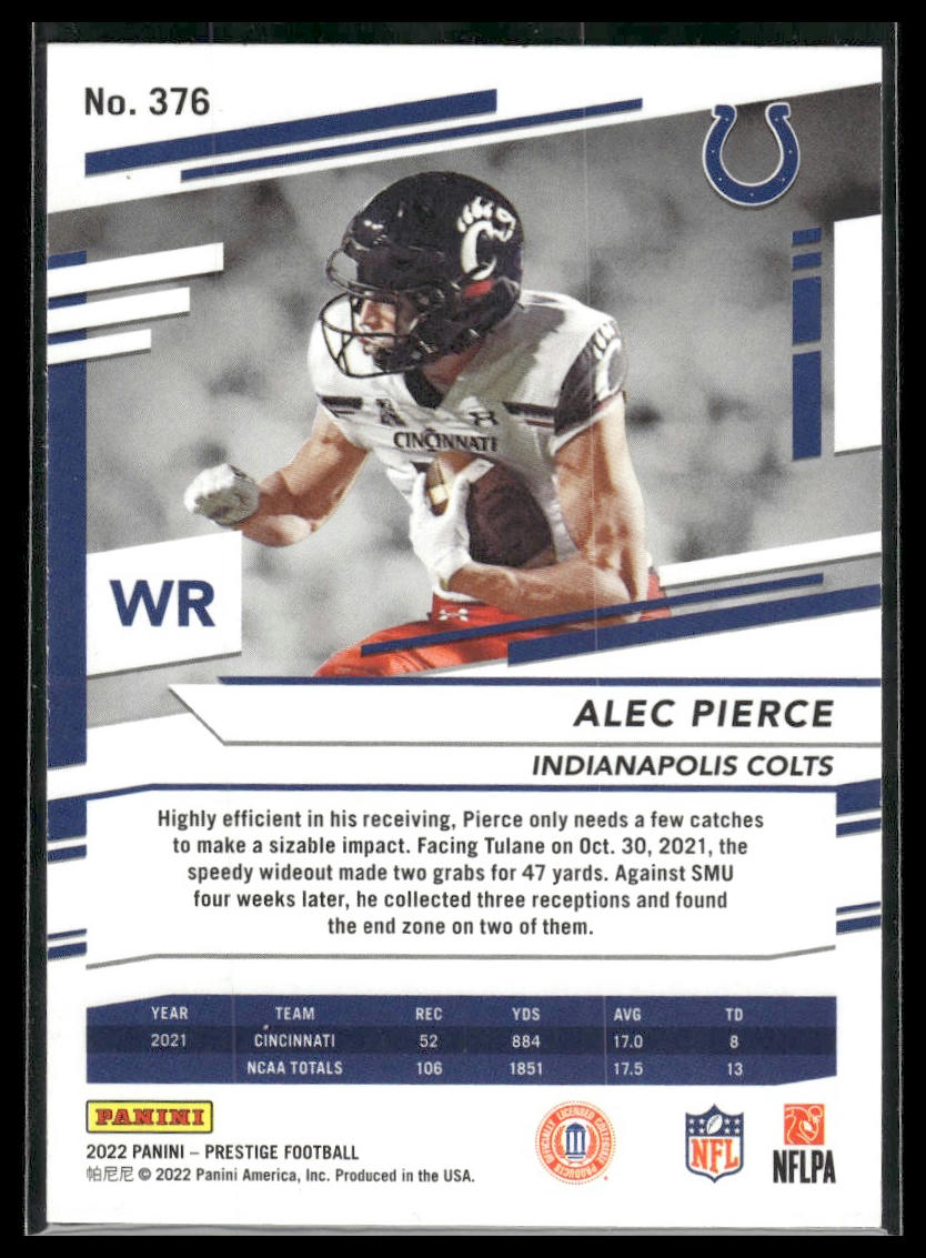 2022 Panini Prestige #376 Alec Pierce Xtra Points Diamond