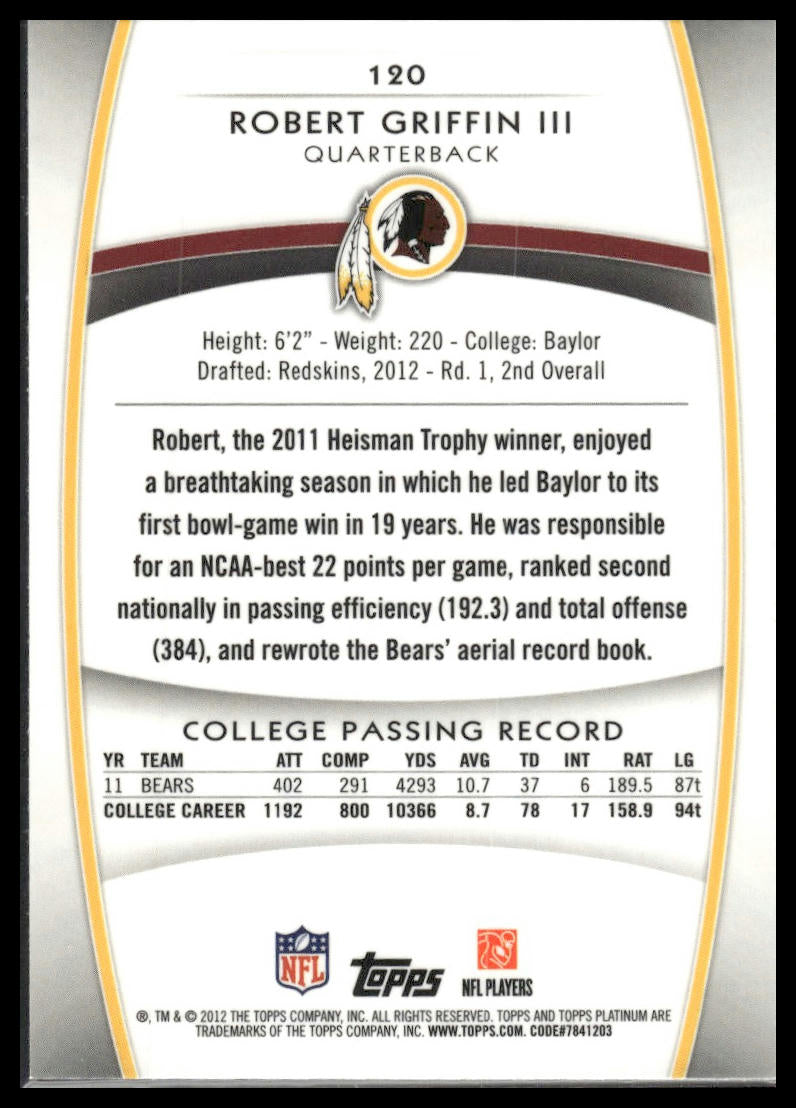 2012 Topps Platinum #120 Robert Griffin III