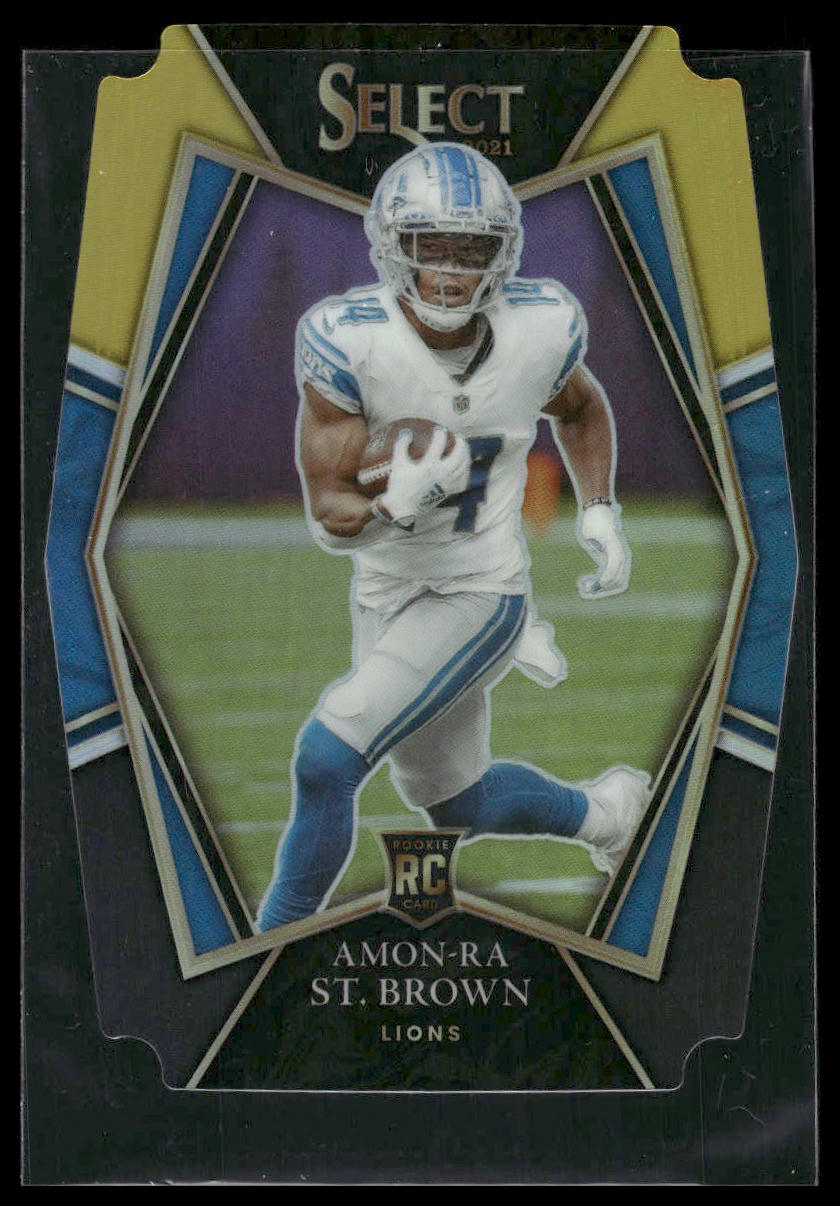 2021 Panini Select #173 Amon-Ra St. Brown Black and Gold Prizm Die Cut
