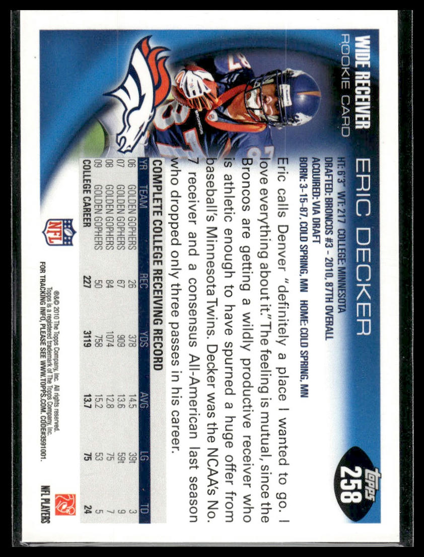 2010 Topps #258 Eric Decker