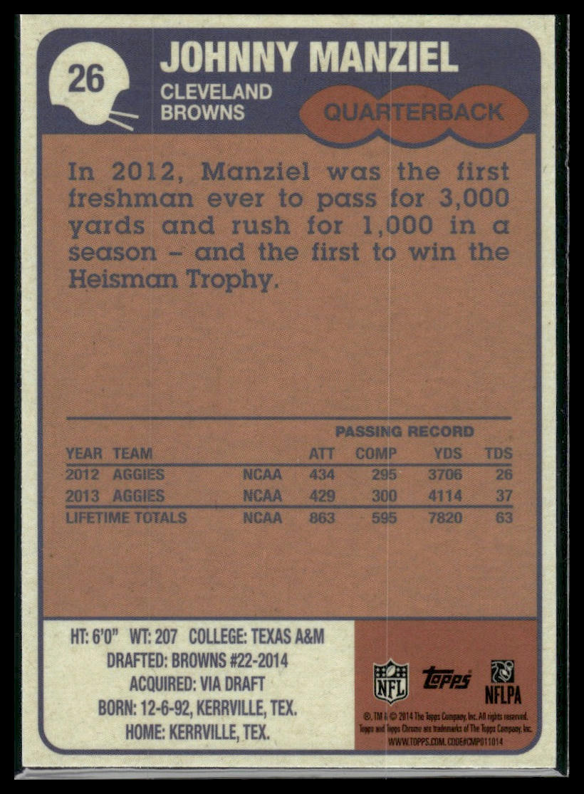 2014 Topps Chrome #26 Johnny Manziel 1985 Topps
