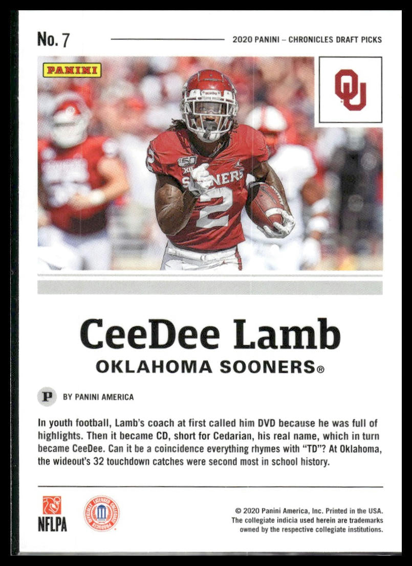 2020 Panini Chronicles Draft Picks #7 CeeDee Lamb