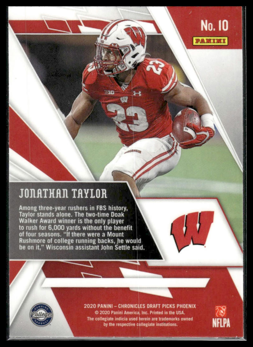 2020 Panini Chronicles Draft Picks #10 Jonathan Taylor Phoenix Draft Picks Red
