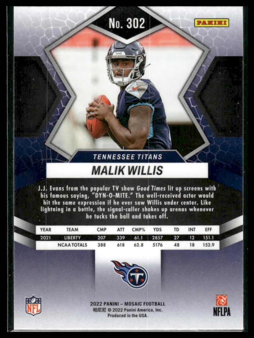 2022 Panini Mosaic #302 Malik Willis