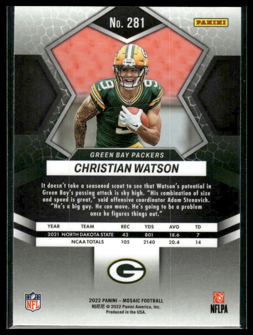 2022 Panini Mosaic #281 Christian Watson