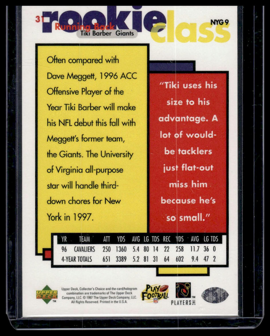 1997 Collector's Choice #31 Tiki Barber