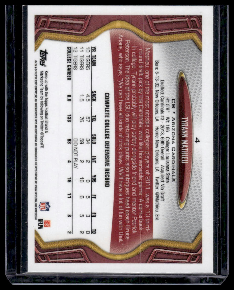 2013 Topps Chrome #4 Tyrann Mathieu