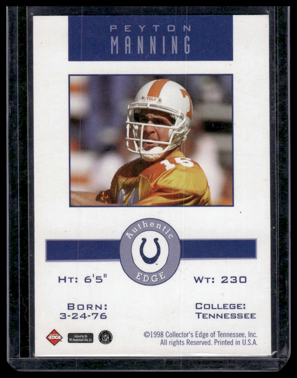 1998 Collector's Edge Commemorative Draft Day #NNO Peyton Manning