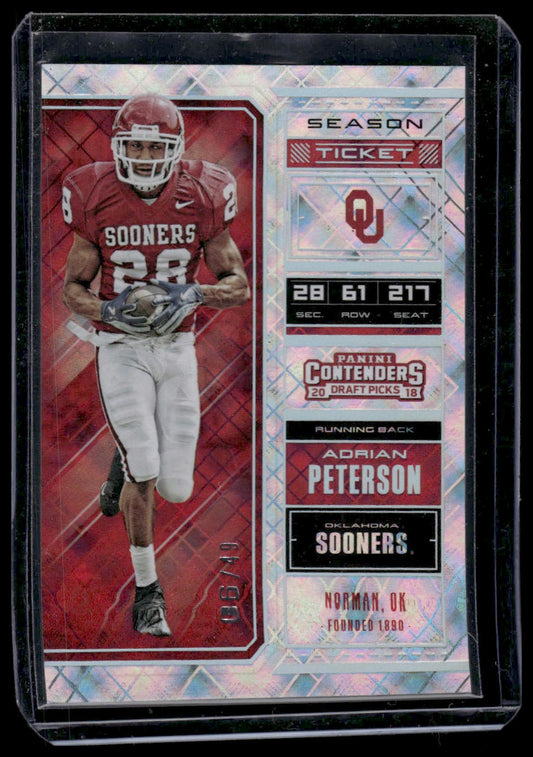 2018 Panini Contenders Draft Picks #4 Adrian Peterson Diamond #/49