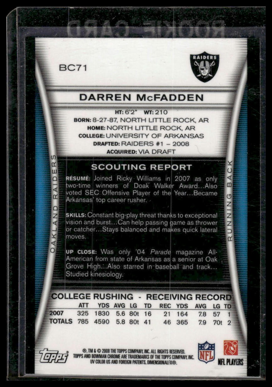 2008 Bowman Chrome #BC71 Darren McFadden