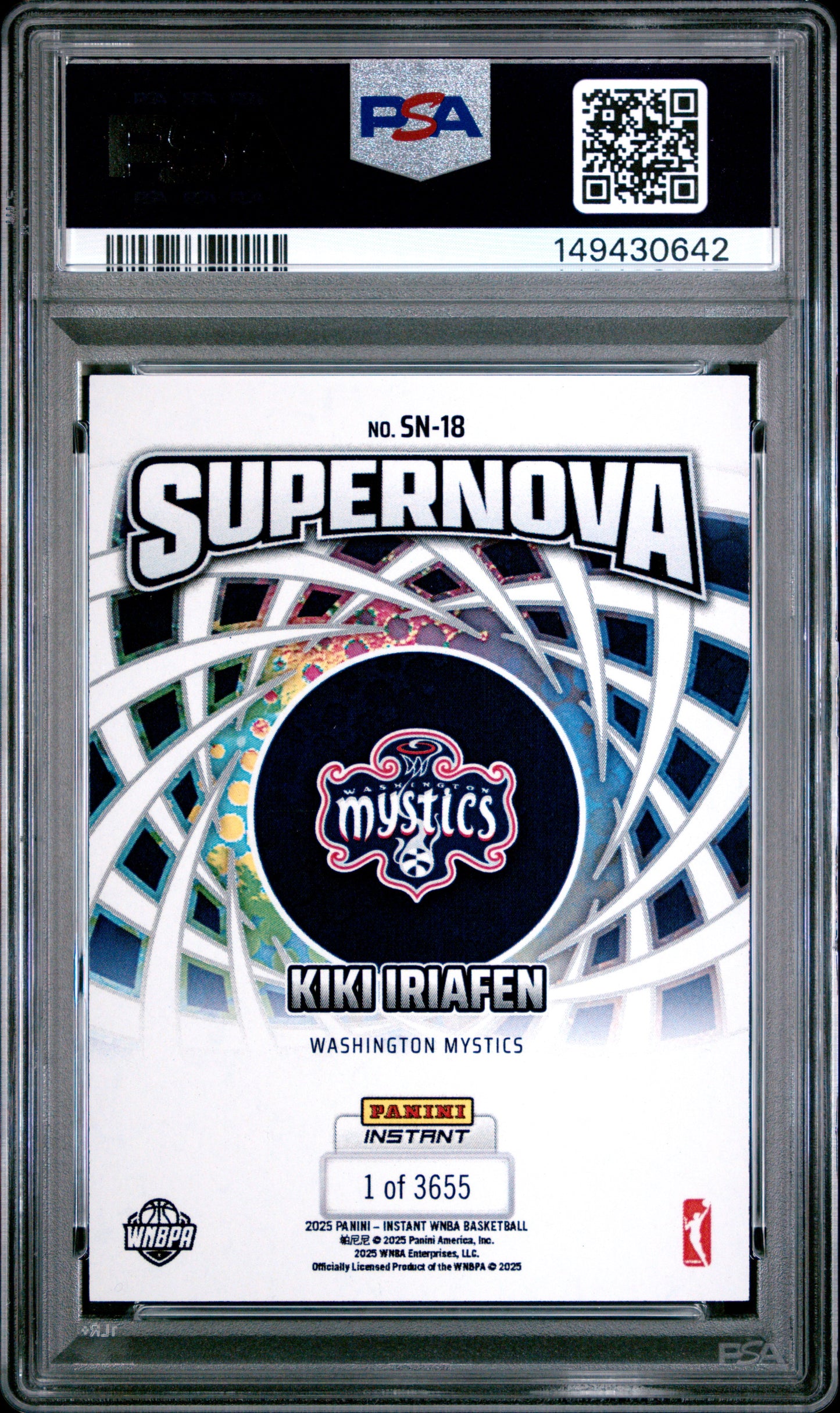 2025 Panini Instant Wnba Supernova #SN-18 Kiki Iriafen PSA 10