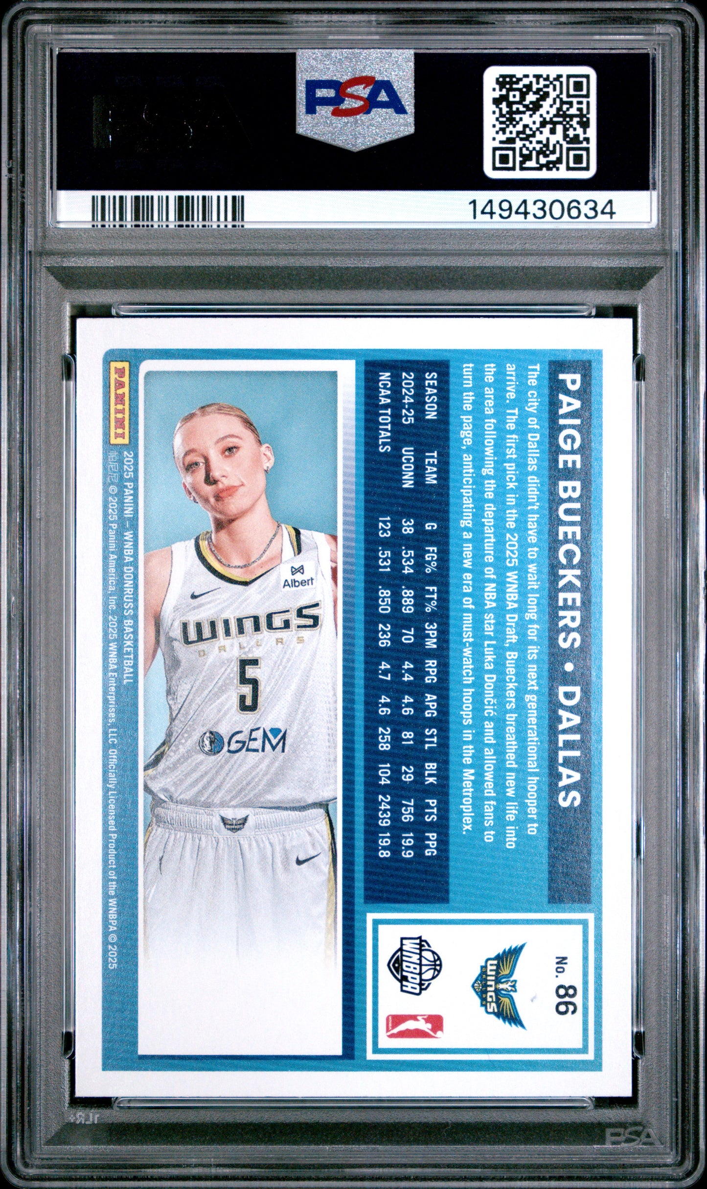 2025 Panini Donruss Wnba #86 Paige Bueckers PSA 10