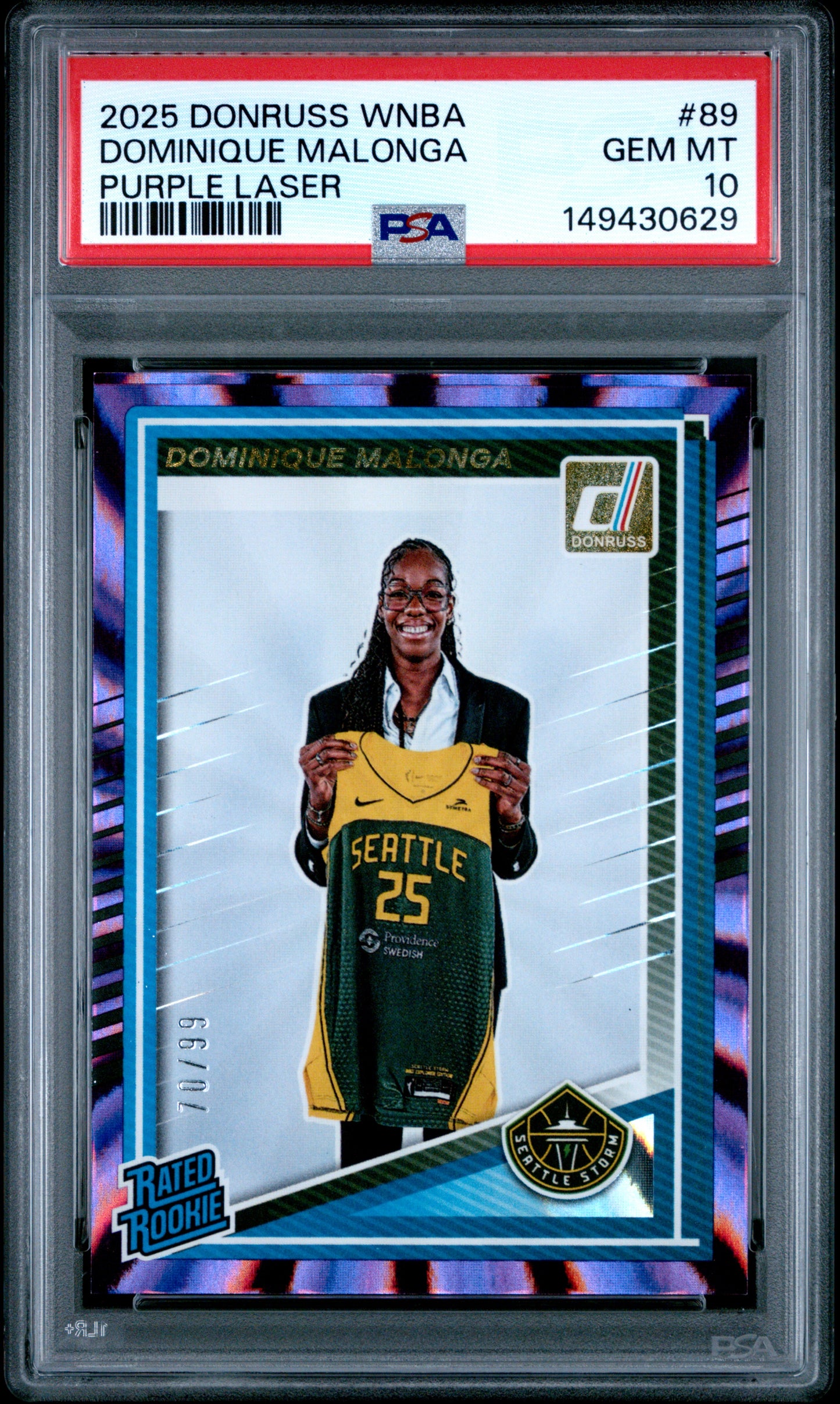 2025 Panini Donruss Wnba #89 Dominique Malonga Purple Laser PSA 10