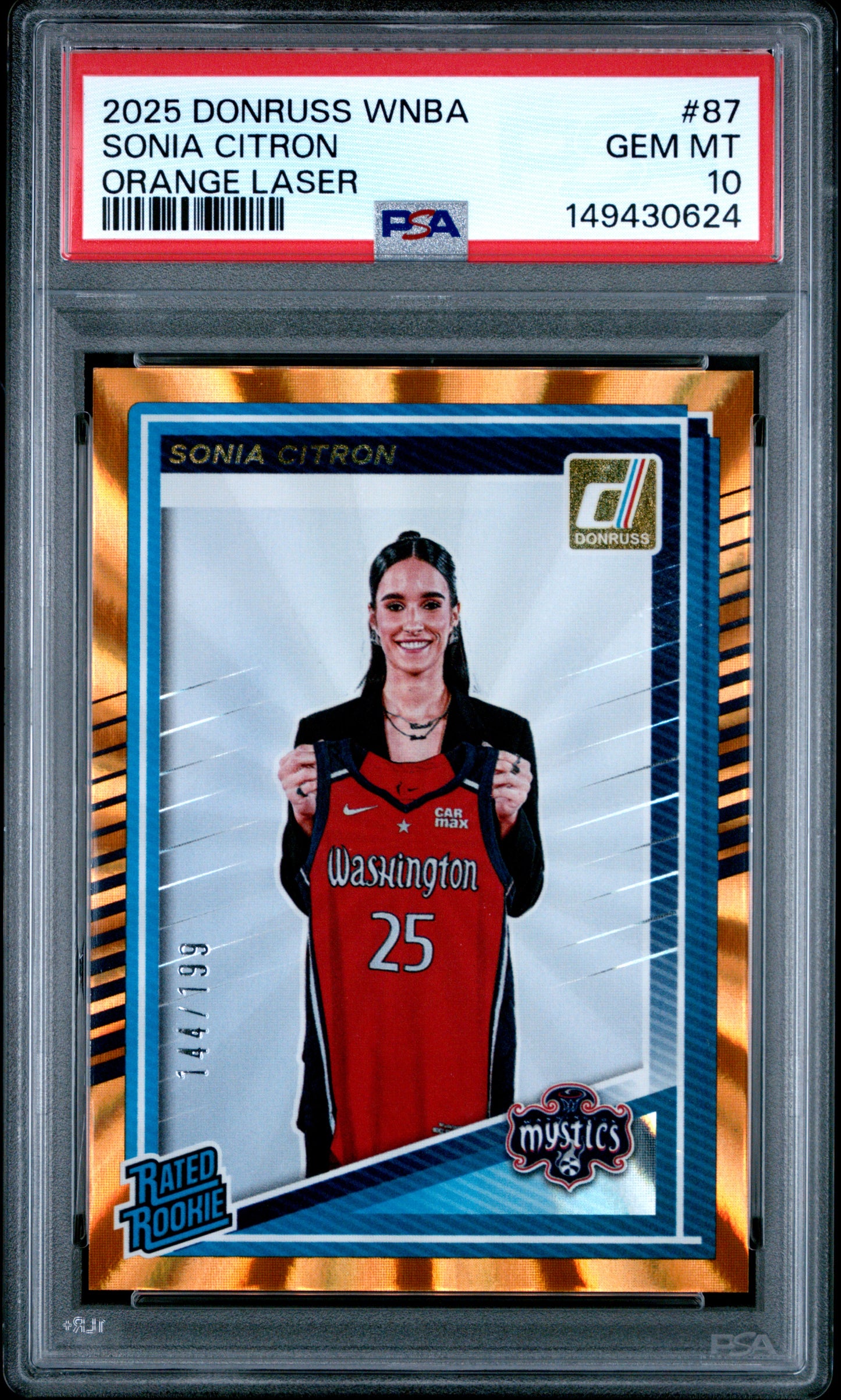 2025 Panini Donruss Wnba #87 Sonia Citron Orange Laser PSA 10