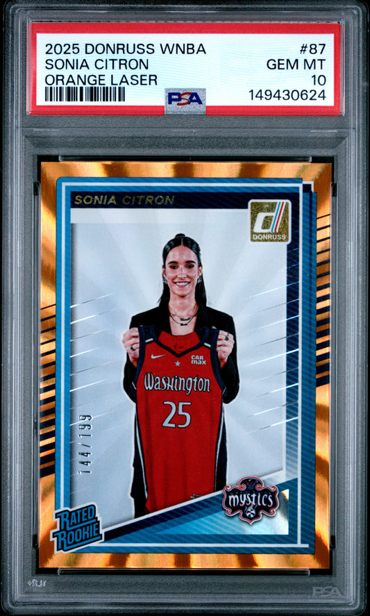 2025 Panini Donruss Wnba #87 Sonia Citron Orange Laser PSA 10