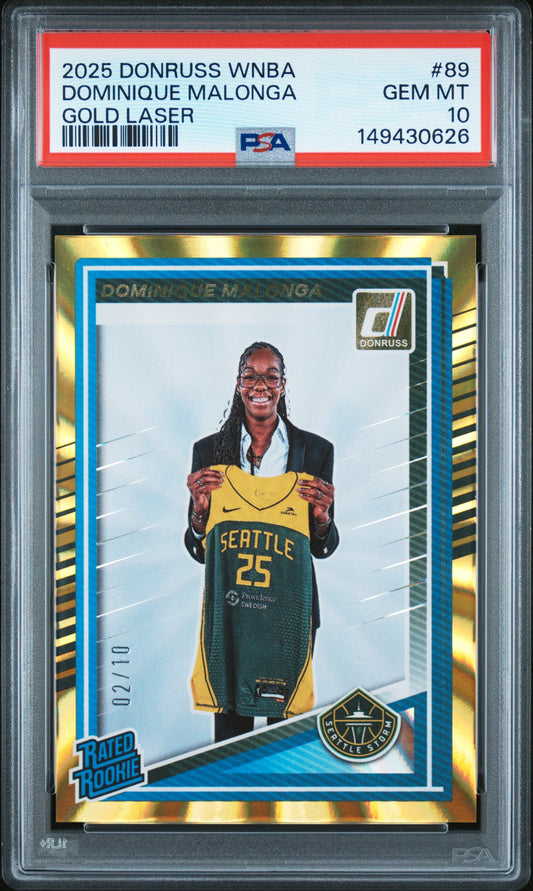 2025 Panini Donruss Wnba #89 Dominique Malonga Holo Gold Laser PSA 10