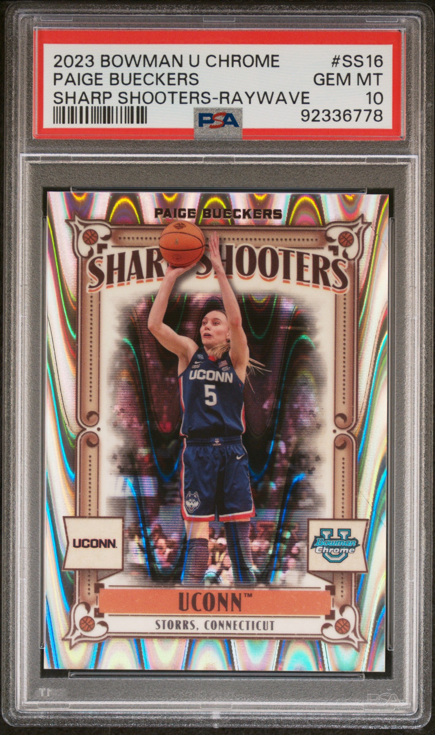 2023 Bowman U Sharp Shooters #SS16 Paige Bueckers Raywave PSA 10 /150