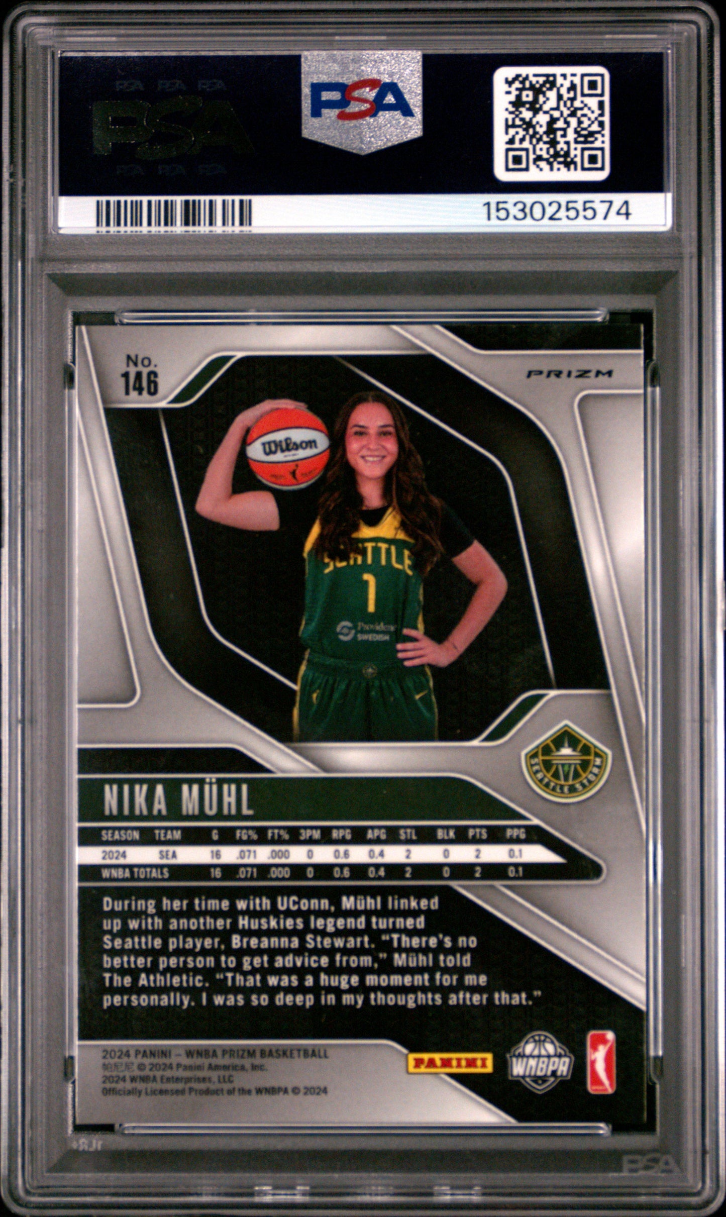 2024 Panini Prizm Wnba #146 Nika Muhl Ice PSA 10