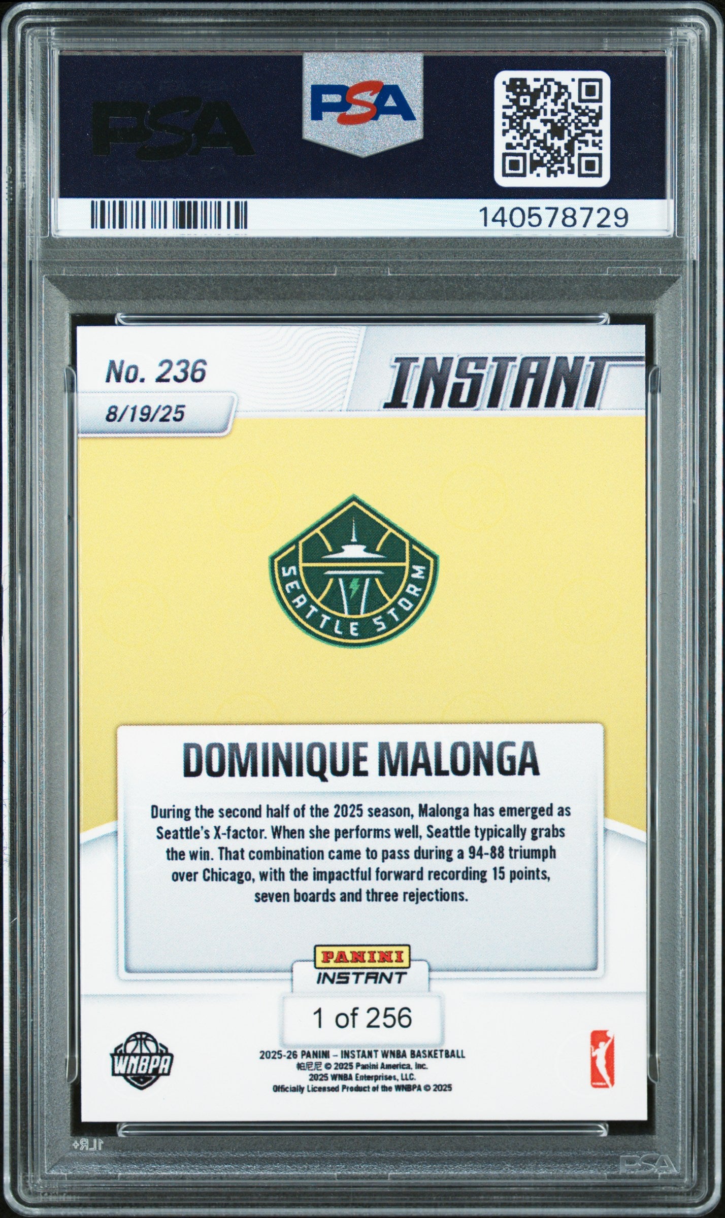2025 Panini Instant Wnba #236 Dominique Malonga PSA 10