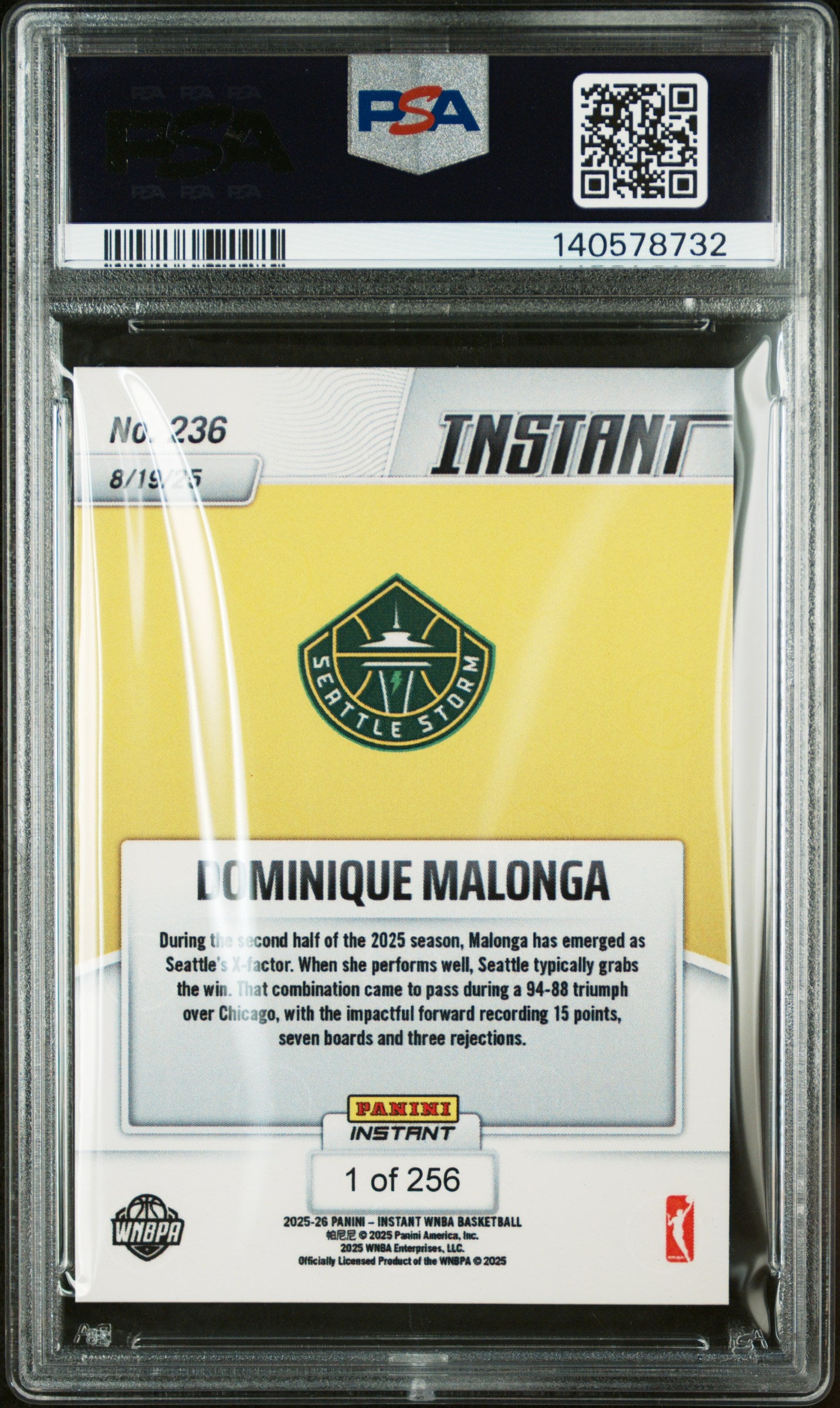 2025 Panini Instant Wnba #236 Dominique Malonga PSA 10
