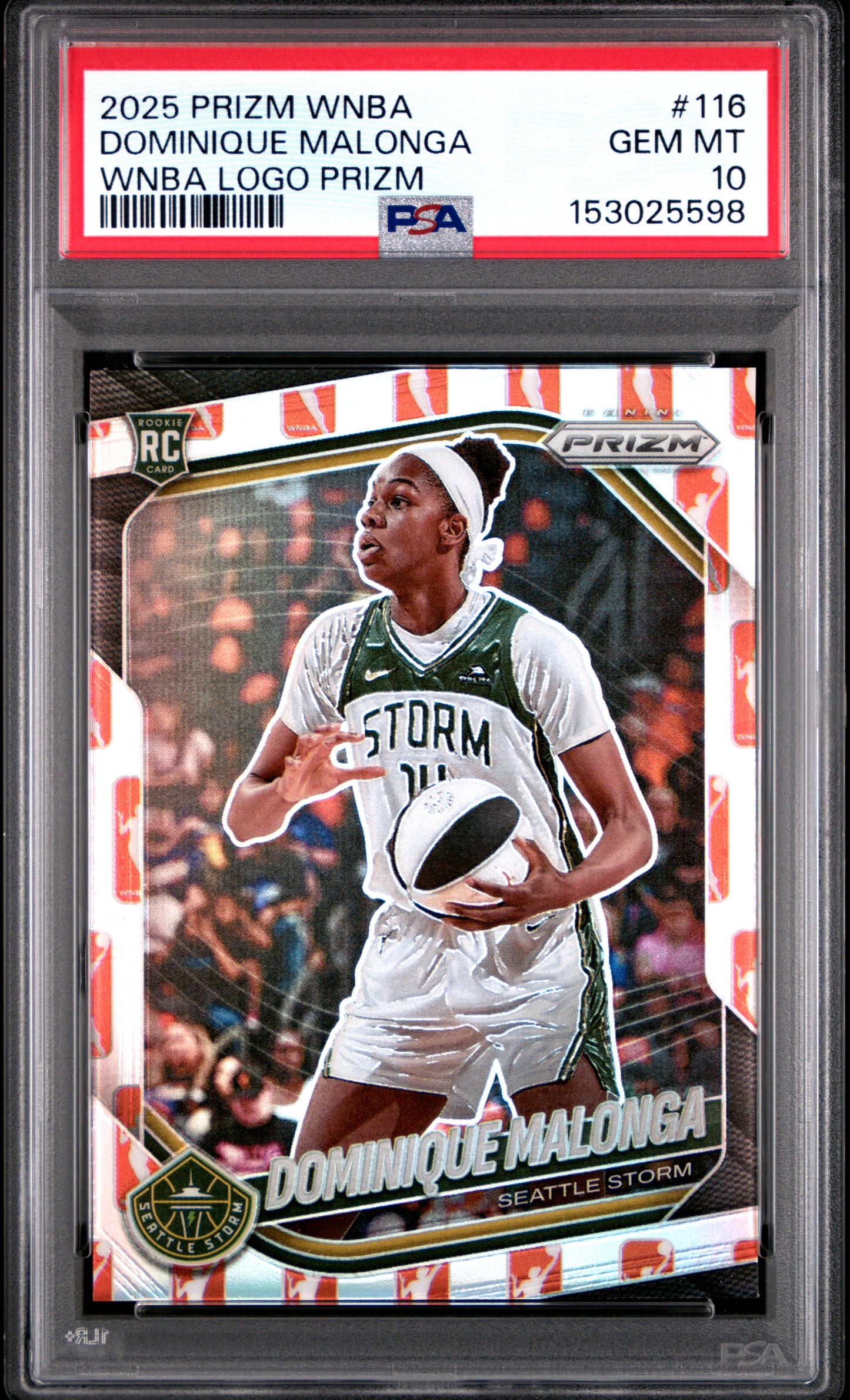 2025 Panini Prizm Wnba #116 Dominique Malonga Wnba Logo Prizm PSA 10