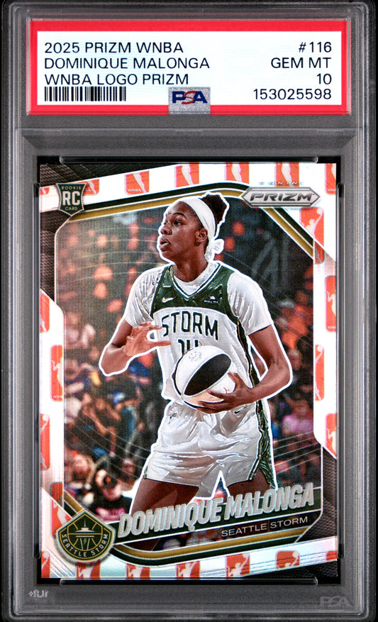 2025 Panini Prizm Wnba #116 Dominique Malonga Wnba Logo Prizm PSA 10