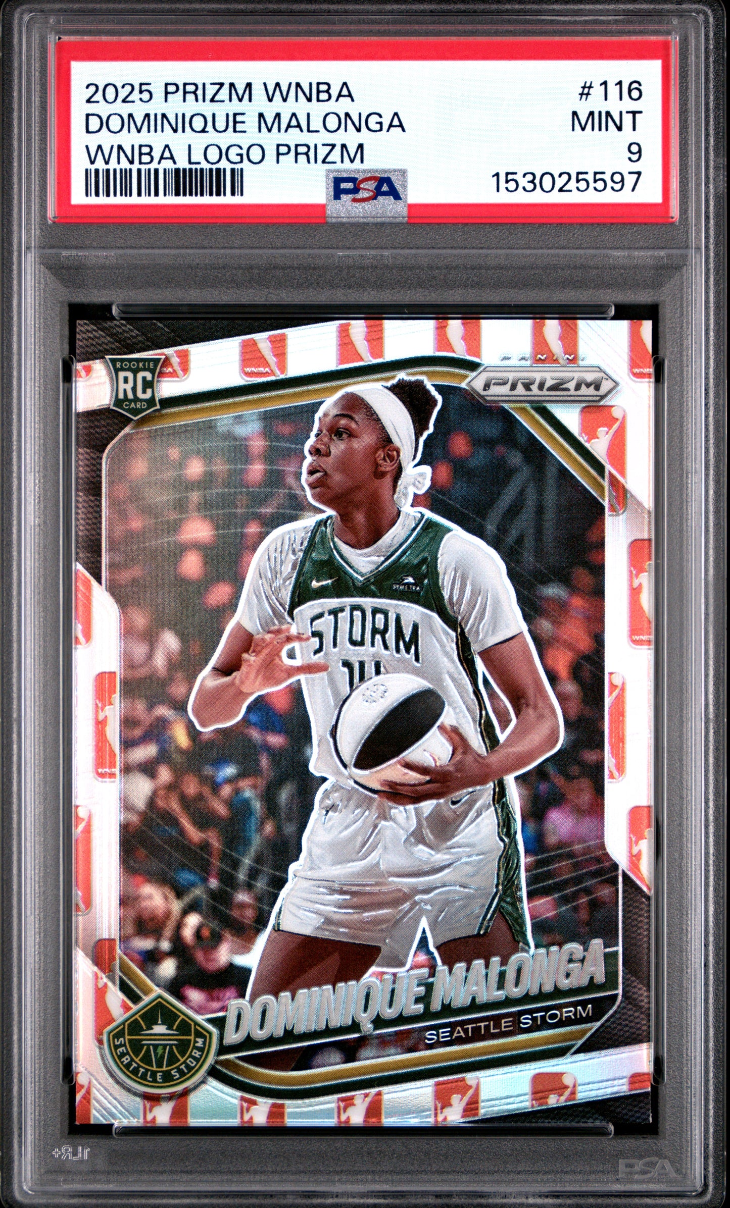 2025 Panini Prizm Wnba #116 Dominique Malonga Wnba Logo Prizm PSA 9