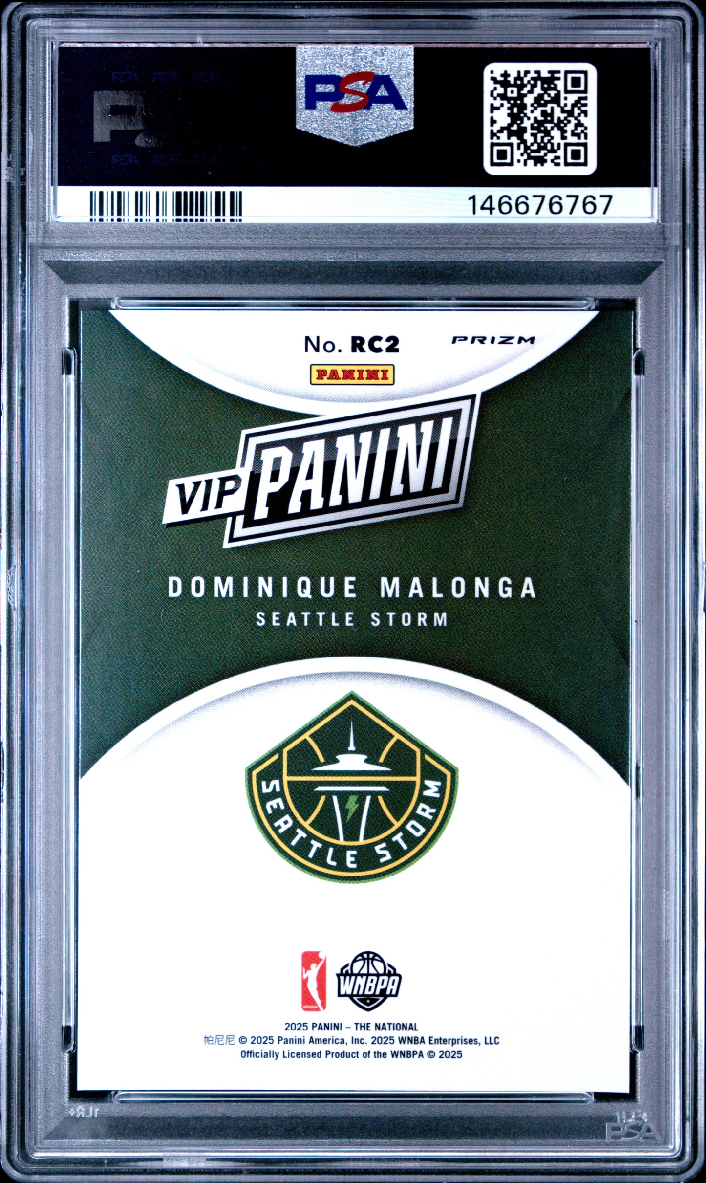 2025 National Gold Pack VIP #RC2 Dominique Malonga Rookie Baja Tiger PSA 10