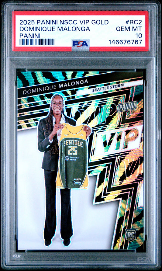 2025 National Gold Pack VIP #RC2 Dominique Malonga Rookie Baja Tiger PSA 10