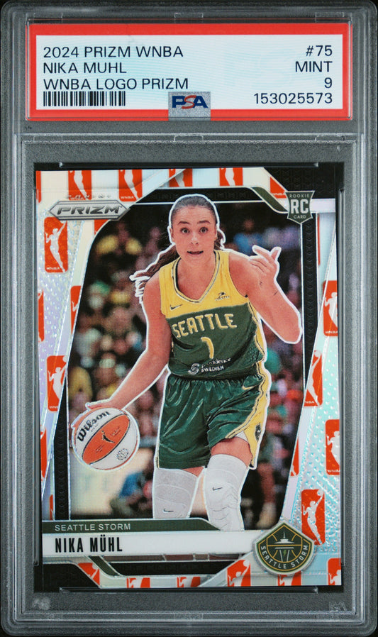 2024 Panini Prizm Wnba #75 Nika Muhl Wnba Logo Prizm PSA 9