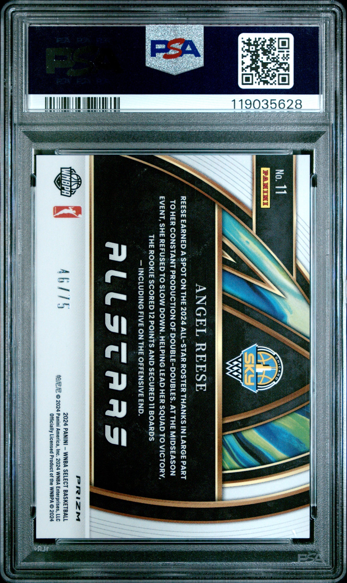 2024 Panini Select Wnba All-Stars #11 Angel Reese All-Stars-White Disco PSA 10
