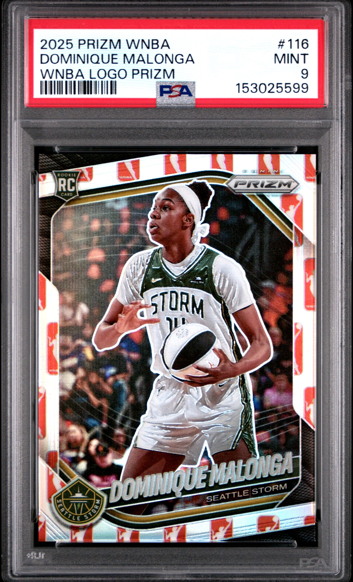 2025 Panini Prizm Wnba #116 Dominique Malonga Wnba Logo Prizm PSA 9