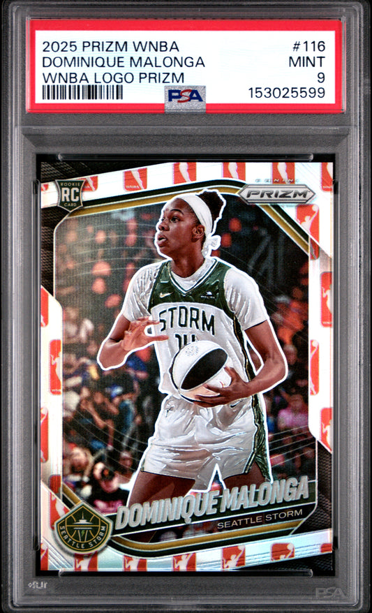 2025 Panini Prizm Wnba #116 Dominique Malonga Wnba Logo Prizm PSA 9