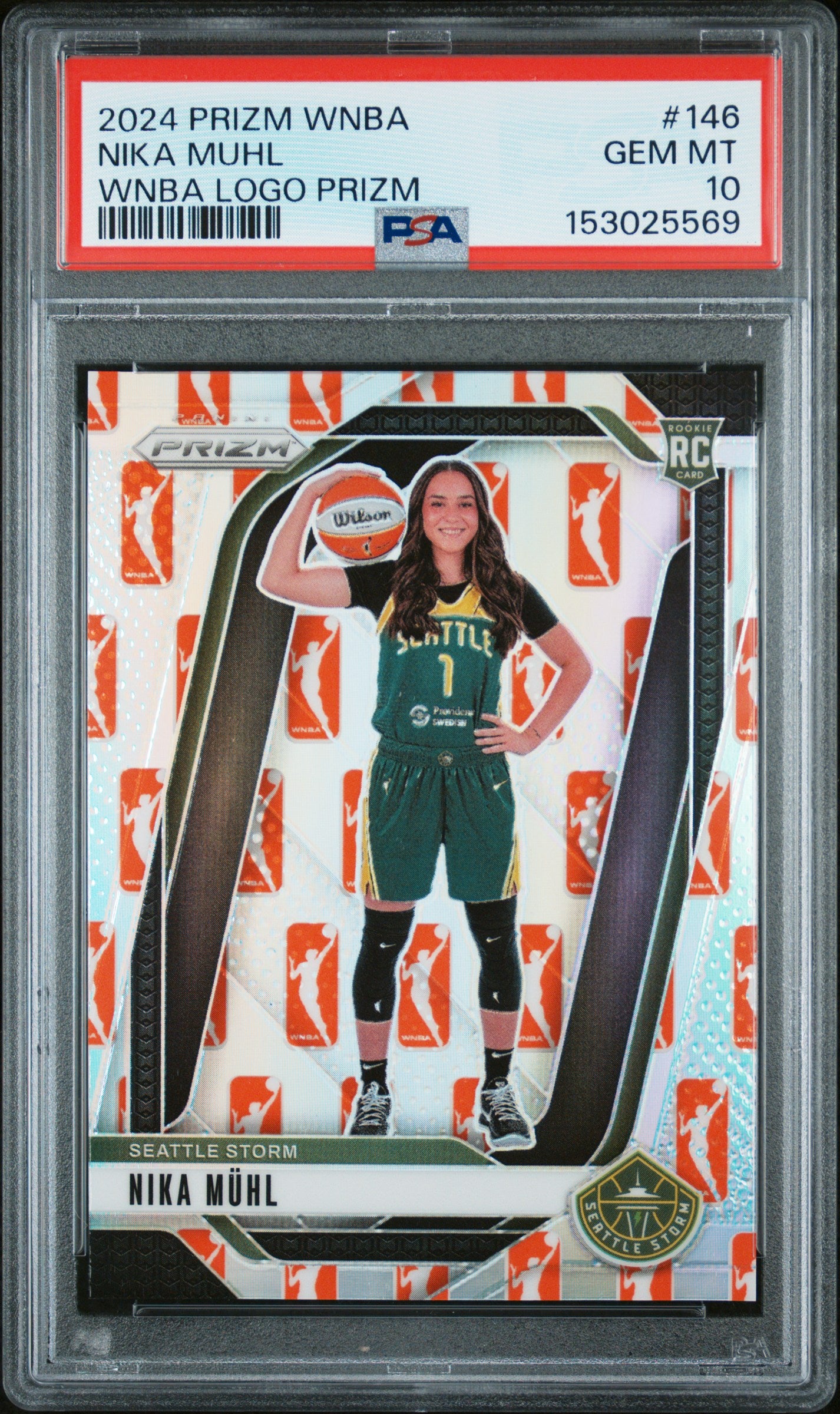 2024 Panini Prizm Wnba #146 Nika Muhl Wnba Logo Prizm PSA 10