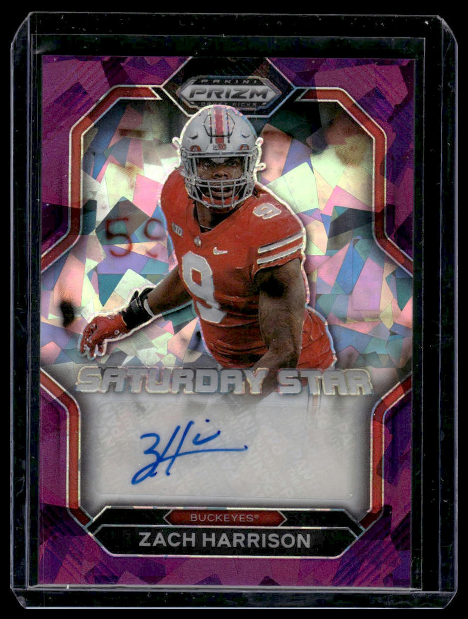 2023 Prizm Draft Picks Zach Harrison Saturday Star Signatures Purple Ice /99