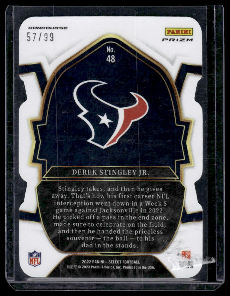 2022 Panini Select #48 Derek Stingley Jr. White Prizm Die Cut #/99
