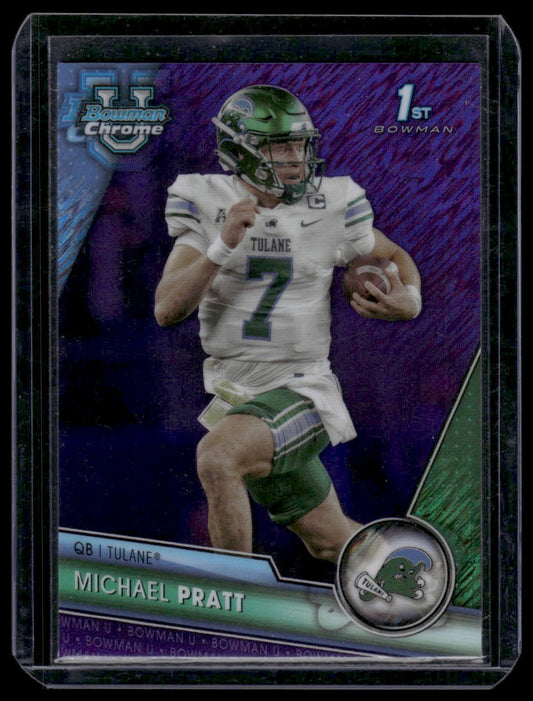 2023 Bowman University Chrome #89 Michael Pratt Purple Shimmer Refractor