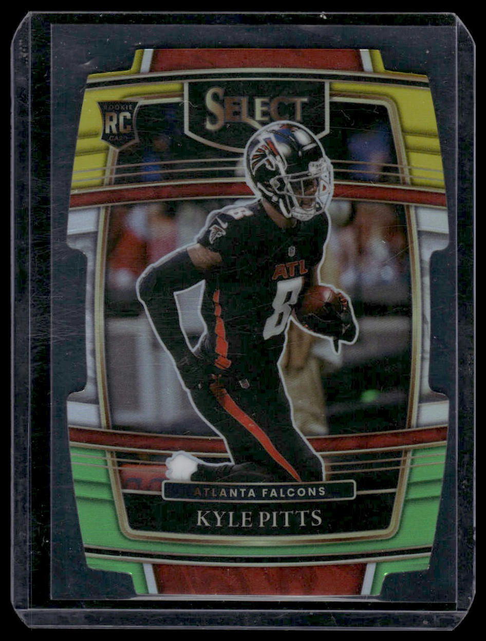 2021 Panini Select #46 Kyle Pitts Green and Yellow Prizm Die Cut