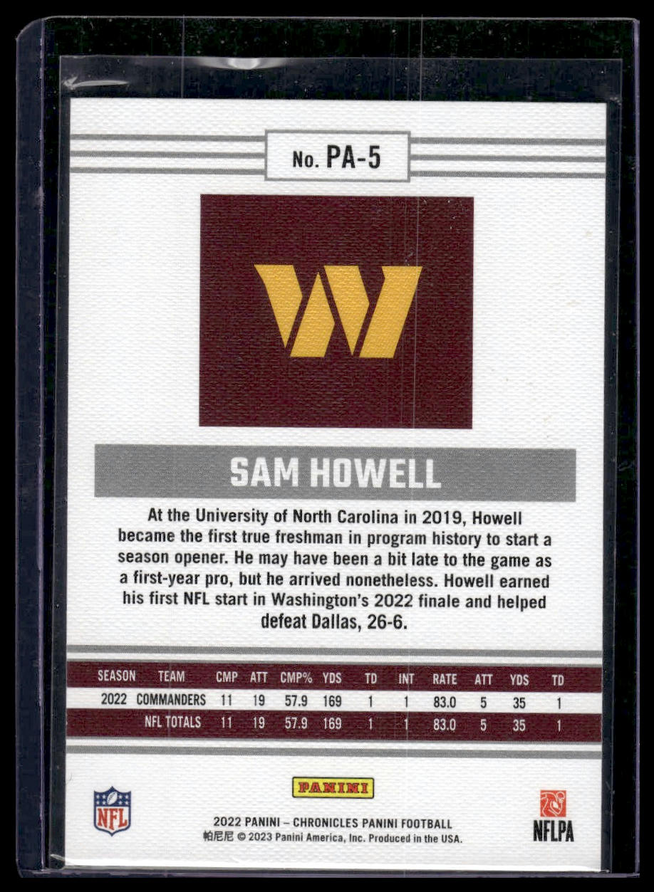 2022 Panini Chronicles #PA-5 Sam Howell Panini