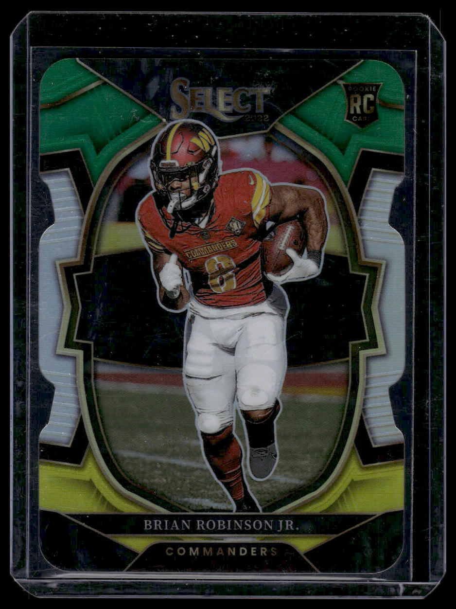 2022 Panini Select #78 Brian Robinson Jr. Green and Yellow Prizm Die Cut