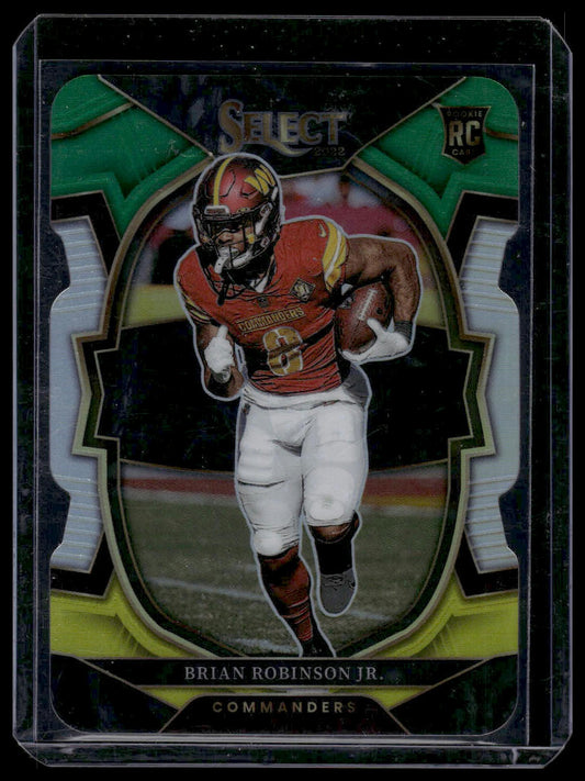 2022 Panini Select #78 Brian Robinson Jr. Green and Yellow Prizm Die Cut
