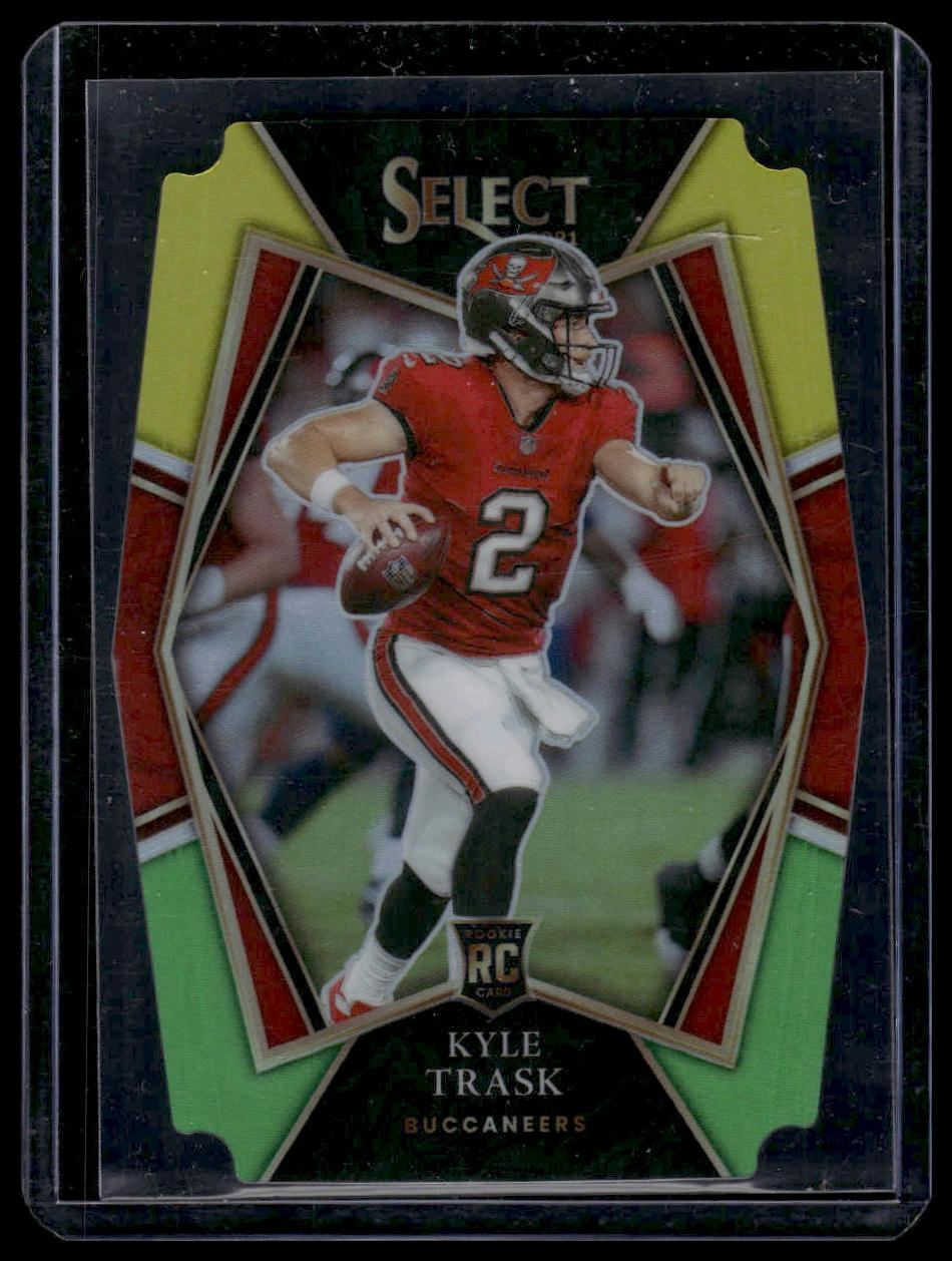 2021 Panini Select #163 Kyle Trask Green and Yellow Prizm Die Cut